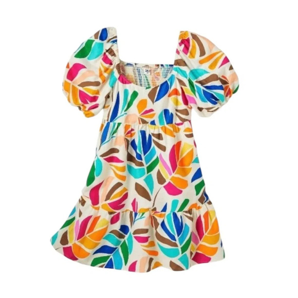 Tabitha Brown Linen Babydoll Tropical Mini Dress Pockets Size XXS - Picture 5 of 8